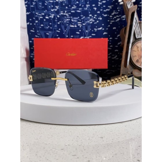 Cartier Gold-Tone Rimless Sunglasses with Chain-Link Temples